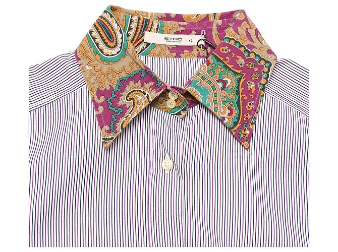 Camicia a maniche lunghe Etro con stampa paisley a righe in cotone multicolore - vista 6