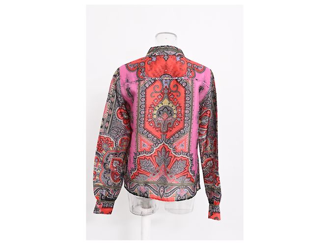 Camicetta con volant Etro con stampa paisley in seta multicolore - vista 10
