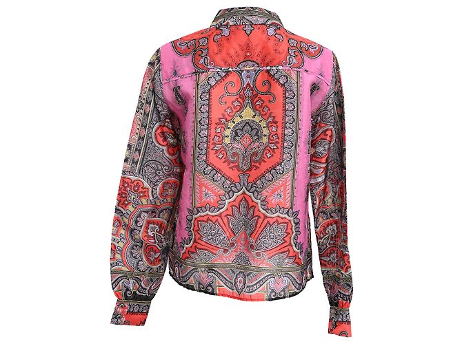 Camicetta con volant Etro con stampa paisley in seta multicolore - vista 3