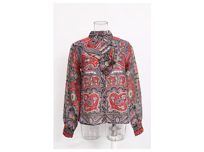 Camicetta con volant Etro con stampa paisley in seta multicolore - vista 8