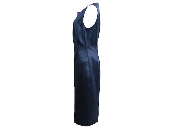 Hugo Boss Abito midi senza maniche Boss in acetato blu navy - vista 2