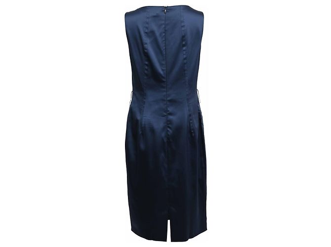 Hugo Boss Abito midi senza maniche Boss in acetato blu navy - vista 3