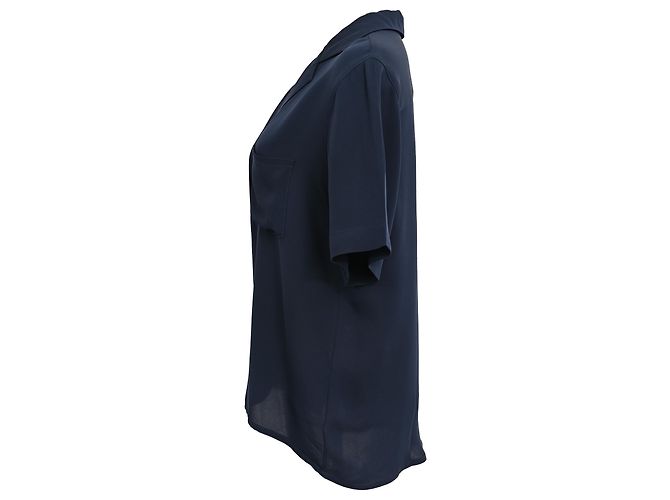 Camicia Mansur Gavriel in seta blu navy - vista 2