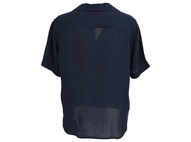 Camicia Mansur Gavriel in seta blu navy - vista 3