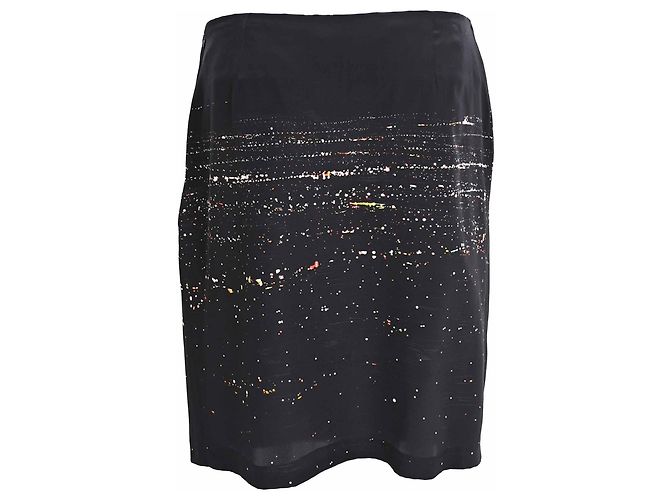 Minifalda estampada Dries Van Noten en seda negra Negro - vista 3