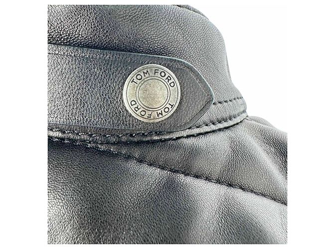 Giacca biker trapuntata corta Tom Ford Slim-Fit in pelle nera Nero - vista 4