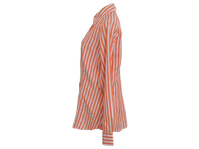 Camisa de botones a rayas Etro en algodón naranja - vista 2