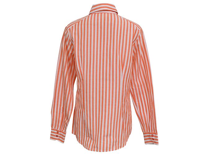 Camisa de botones a rayas Etro en algodón naranja - vista 3