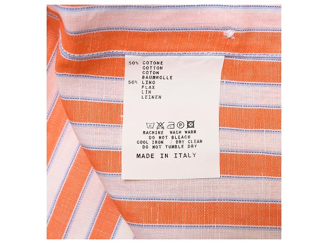 Camisa de botones a rayas Etro en algodón naranja - vista 5