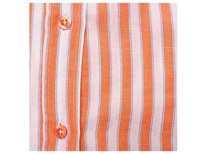 Camisa de botones a rayas Etro en algodón naranja - vista 7