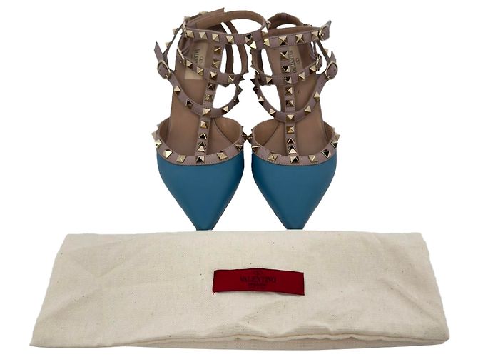 Décolleté Valentino Garavani Rockstud 65 in pelle blu - vista 12