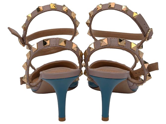 Décolleté Valentino Garavani Rockstud 65 in pelle blu - vista 6