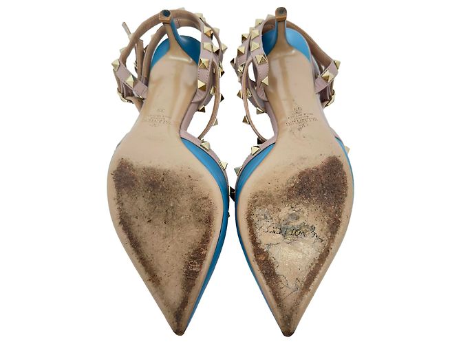 Décolleté Valentino Garavani Rockstud 65 in pelle blu - vista 8