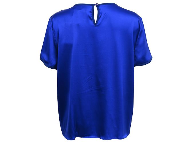 Camicetta con volant Etro in seta blu - vista 3