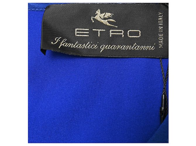 Camicetta con volant Etro in seta blu - vista 4