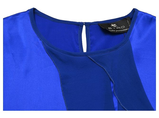 Camicetta con volant Etro in seta blu - vista 6