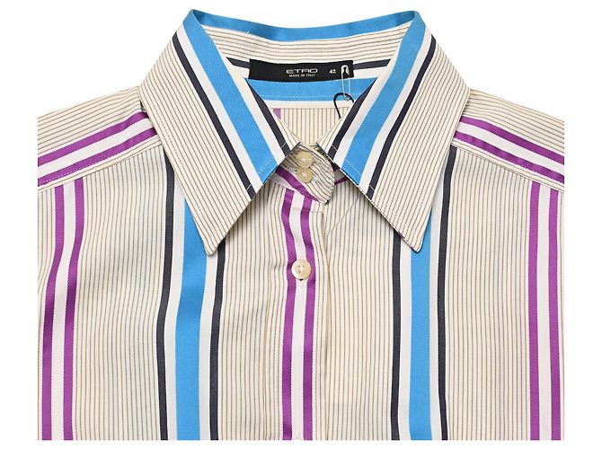 Camicia con bottoni a righe Etro in cotone multicolore - vista 5