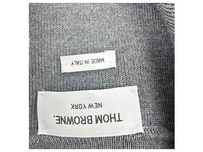Thom Browne Blazer mit 4 Streifen aus grauer Wolle - Ansicht 3