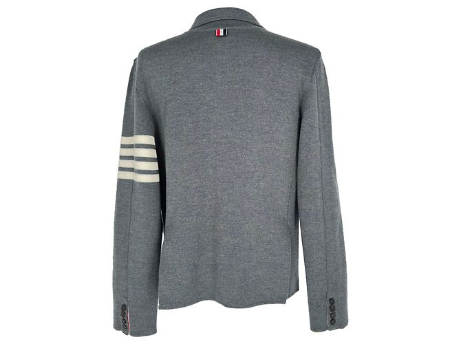 Thom Browne Blazer mit 4 Streifen aus grauer Wolle - Ansicht 4