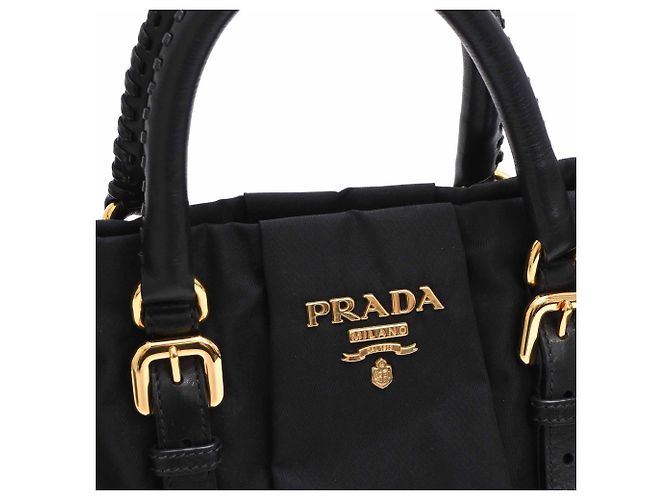 Borsa a tracolla Prada Braided Handle Tessuto in nylon nero - vista 13