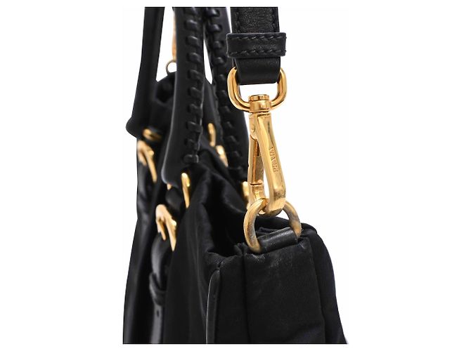 Borsa a tracolla Prada Braided Handle Tessuto in nylon nero - vista 16