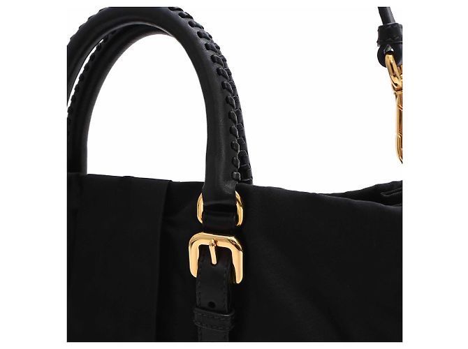 Borsa a tracolla Prada Braided Handle Tessuto in nylon nero - vista 18