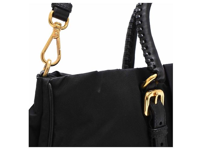 Borsa a tracolla Prada Braided Handle Tessuto in nylon nero - vista 19