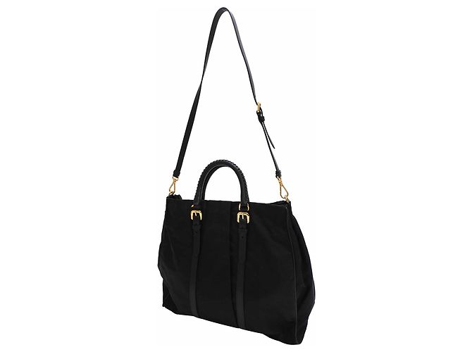Borsa a tracolla Prada Braided Handle Tessuto in nylon nero - vista 3