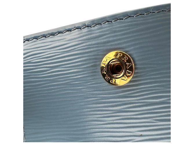 Prada Vitello Move Klappendokumentenmäppchen aus blauem Leder Hellblau - Ansicht 13