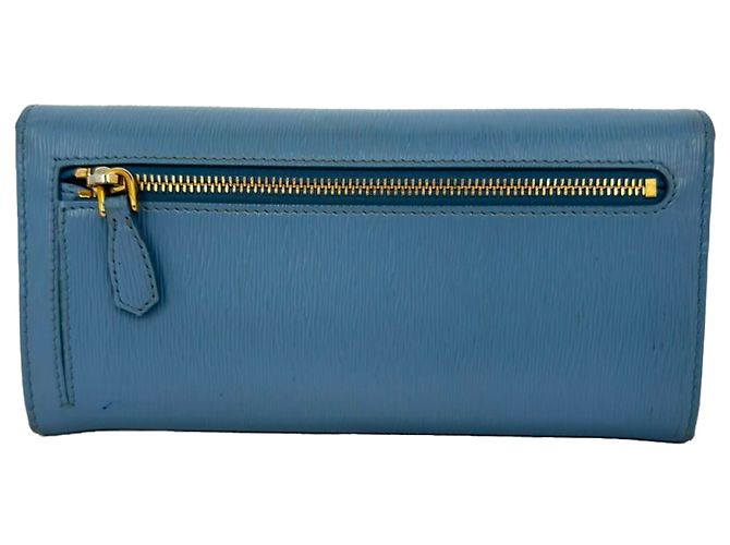 Prada Vitello Move Klappendokumentenmäppchen aus blauem Leder Hellblau - Ansicht 4