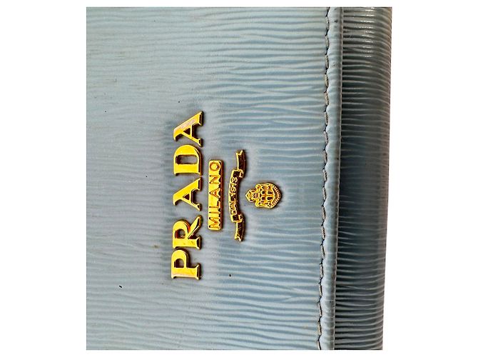 Prada Vitello Move Klappendokumentenmäppchen aus blauem Leder Hellblau - Ansicht 5