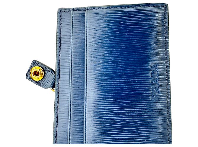 Prada Vitello Move Klappendokumentenmäppchen aus blauem Leder Hellblau - Ansicht 9