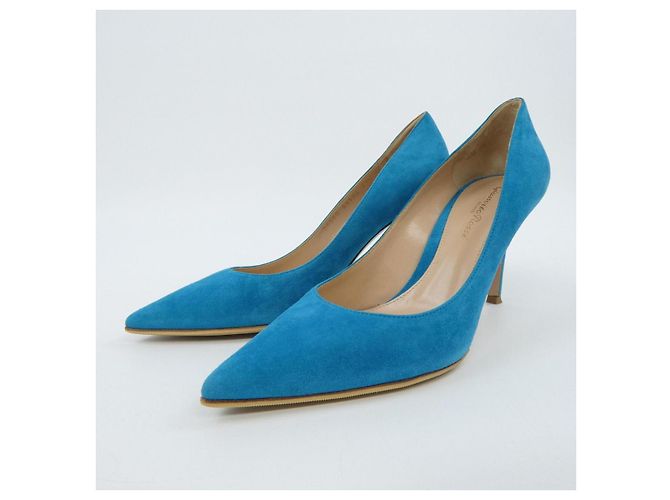 Autre Marque Gianvito Rossi Pumps aus Leder Blau - Ansicht 3