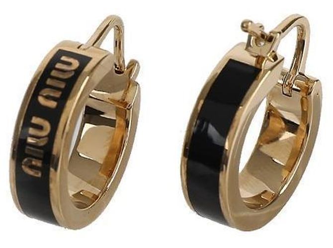 Miu Miu Emaille-Logo-Ohrringe Schwarz - Ansicht 4