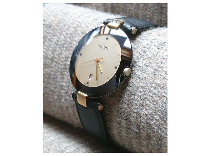 Autre Marque Relógio Quartz Rado Coupole ref. 129.4075.4 Preto Dourado - vista 12