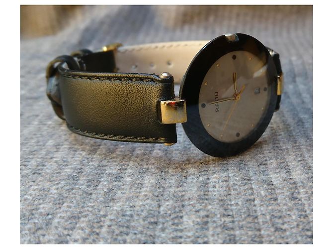 Autre Marque Relógio Quartz Rado Coupole ref. 129.4075.4 Preto Dourado - vista 13