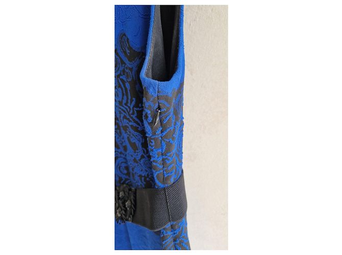 Joseph Ribkoff Abito in Jacquard Blu e Nero - vista 3