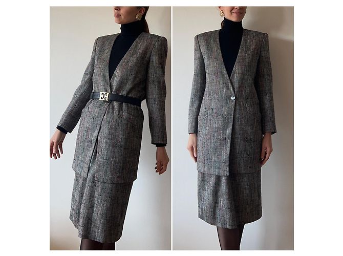 Conjunto de tweed Christian Dior Multicor Cinza - vista 3
