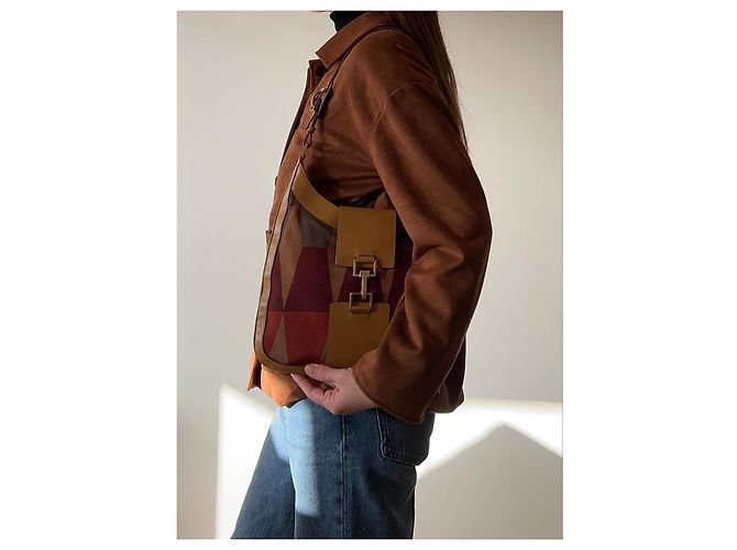 Borsa a mano Gucci Jackie stampa geometrica Marrone Rosso - vista 2