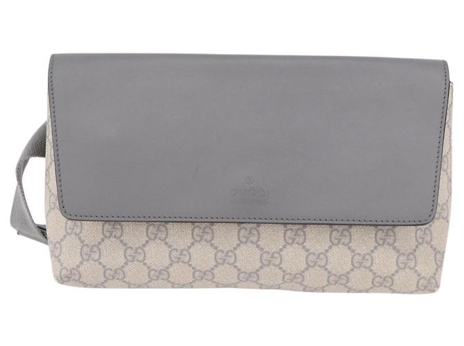 Pochete GUCCI GG Supreme em PVC Branco Prata 353435 Auth ka5268A - vista 13