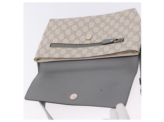 Pochete GUCCI GG Supreme em PVC Branco Prata 353435 Auth ka5268A - vista 9