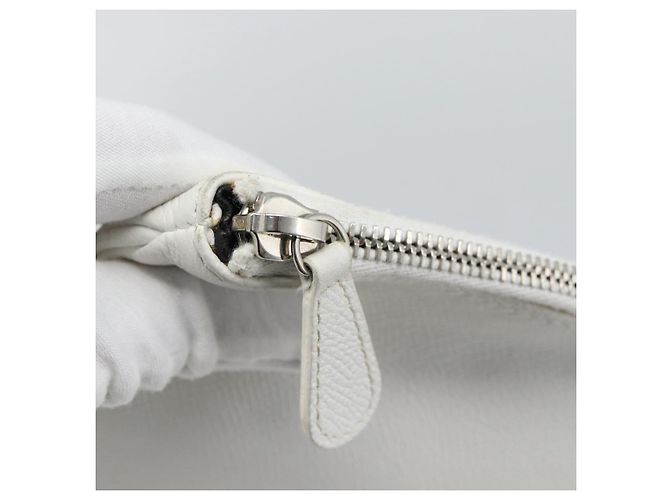 Clutch BALENCIAGA in pelle bianco argento 529313 Auth 192768 - vista 10