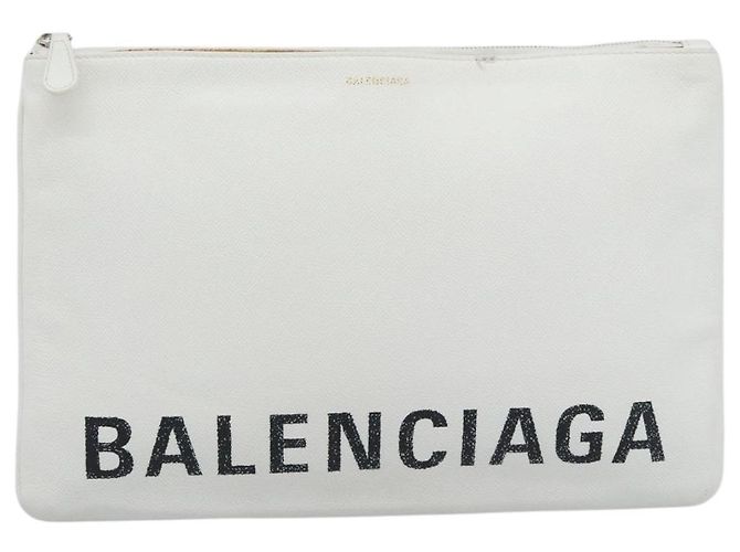Clutch BALENCIAGA in pelle bianco argento 529313 Auth 192768 - vista 13