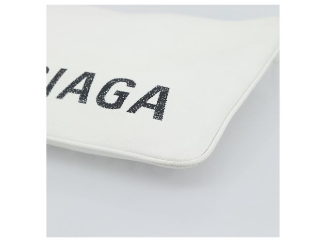 Clutch BALENCIAGA in pelle bianco argento 529313 Auth 192768 - vista 15