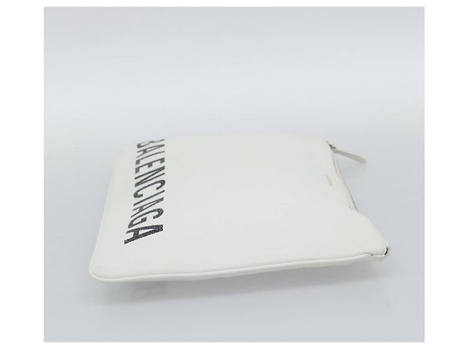 Clutch BALENCIAGA in pelle bianco argento 529313 Auth 192768 - vista 4