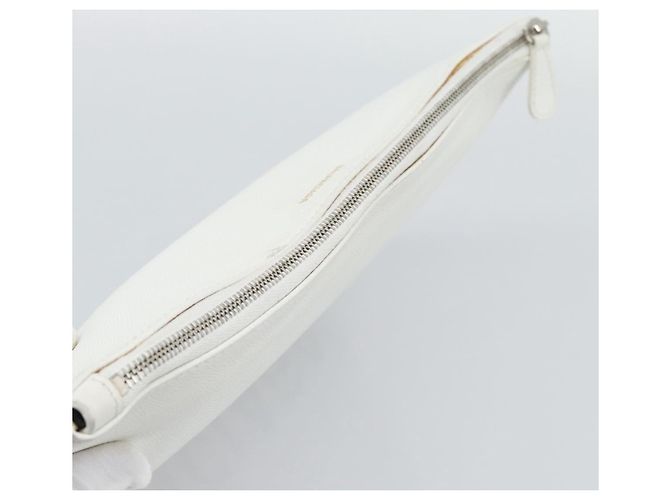 Clutch BALENCIAGA in pelle bianco argento 529313 Auth 192768 - vista 5