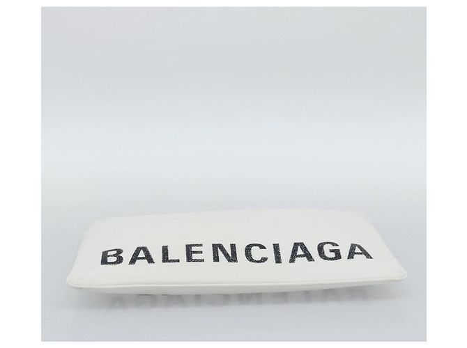 Clutch BALENCIAGA in pelle bianco argento 529313 Auth 192768 - vista 6