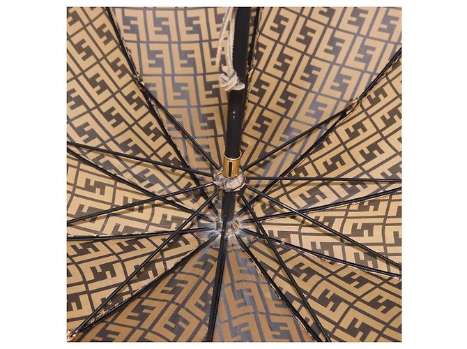 FENDI Zucca Canvas Umbrella Nylon Black Brown Auth YKZ610A - view 10