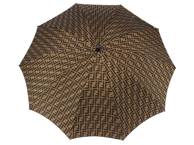 FENDI Zucca Canvas Umbrella Nylon Black Brown Auth YKZ610A - view 2