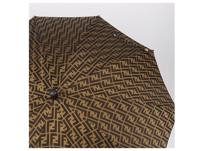 FENDI Zucca Canvas Umbrella Nylon Black Brown Auth YKZ610A - view 4